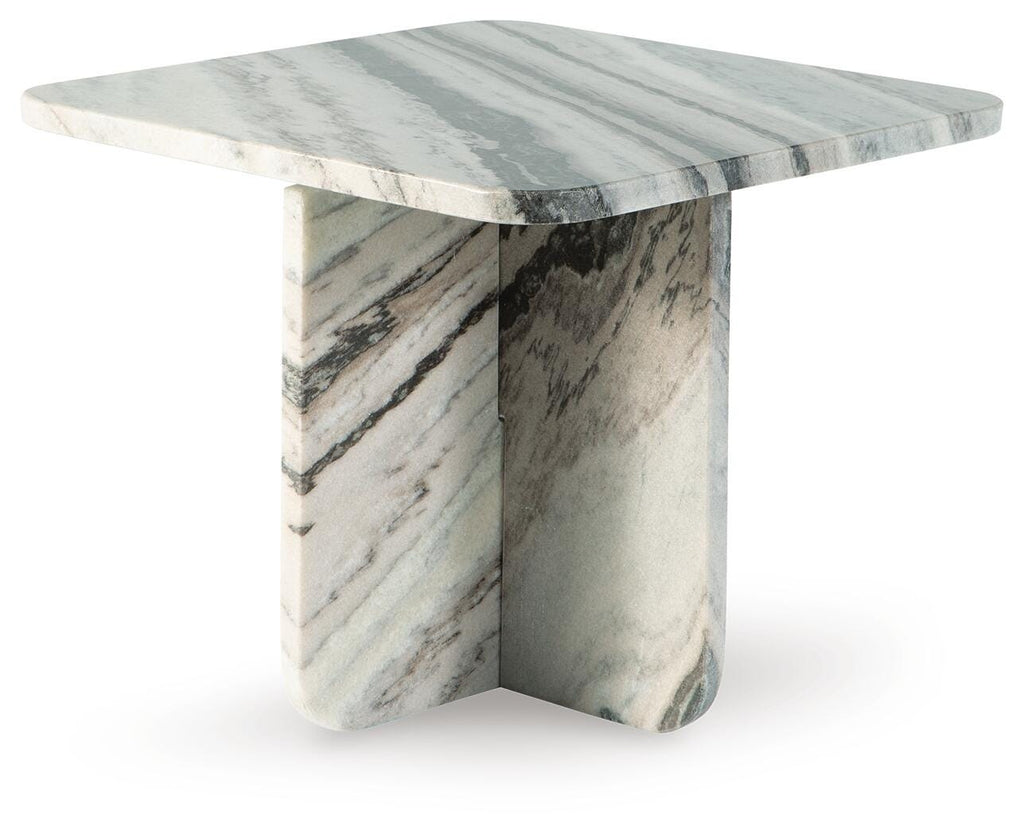 Baretton Accent Coffee Table in Black/White/Taupe, angle view