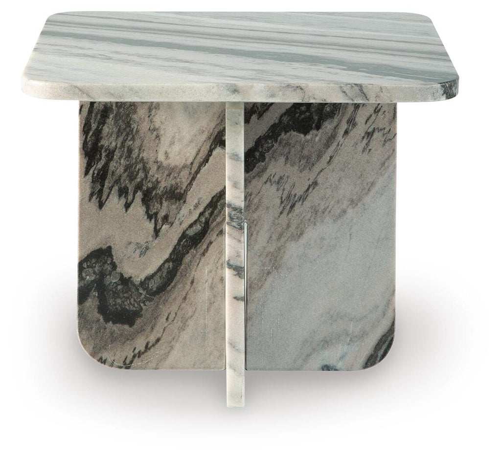 Baretton Accent Coffee Table in Black/White/Taupe, front view
