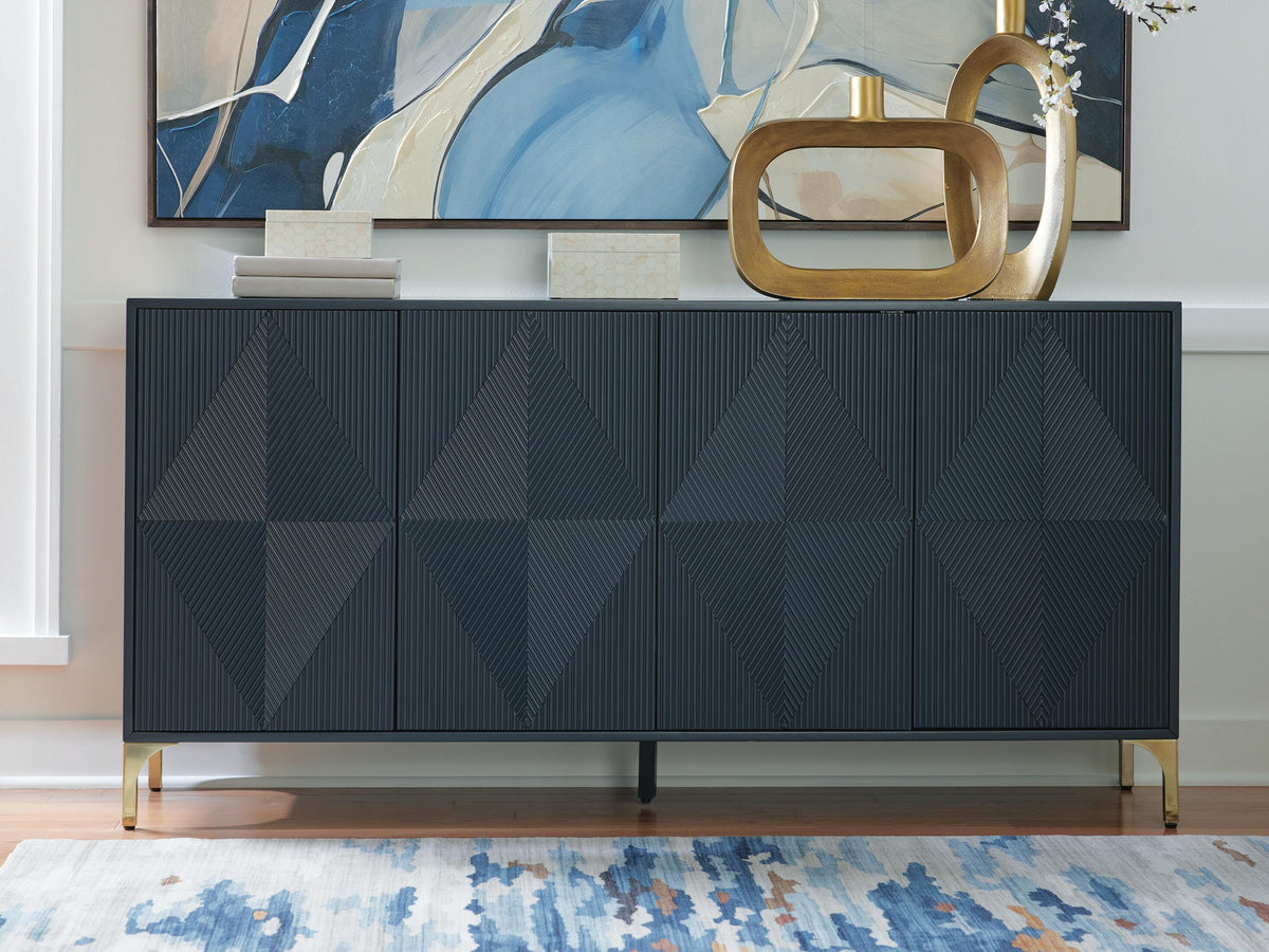 Loirwick Accent Cabinet in Dark Blue, lifestyle view