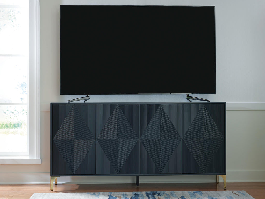 Loirwick Accent Cabinet in Dark Blue, lifestyle view