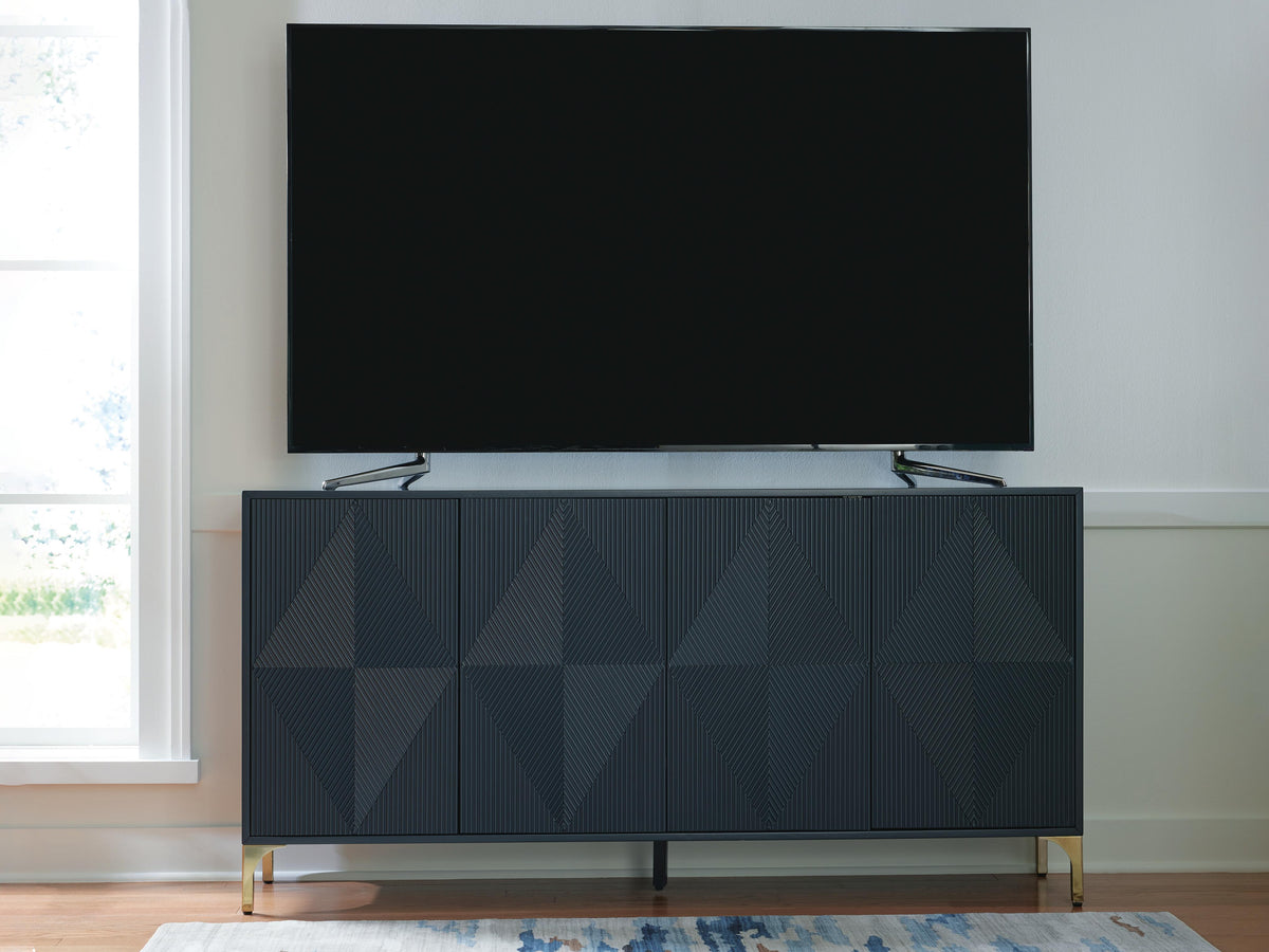Loirwick Accent Cabinet in Dark Blue, lifestyle view