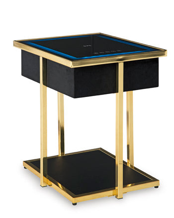 Rexwell Accent Table with Speaker in Black/Gold Finish, angle view
