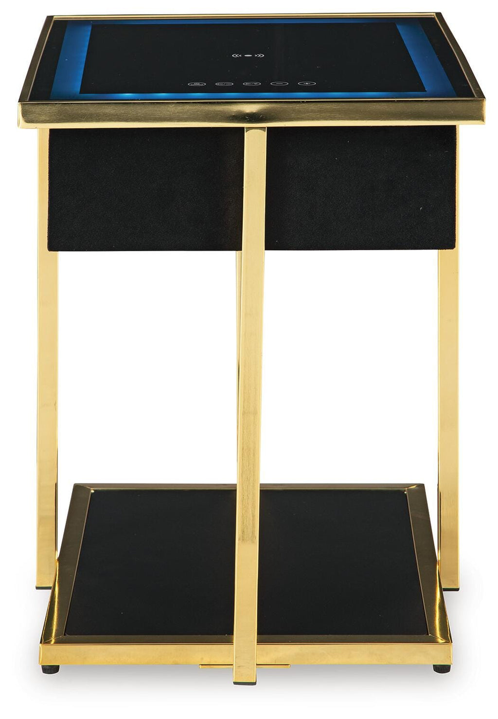 Rexwell Accent Table with Speaker in Black/Gold Finish, front view
