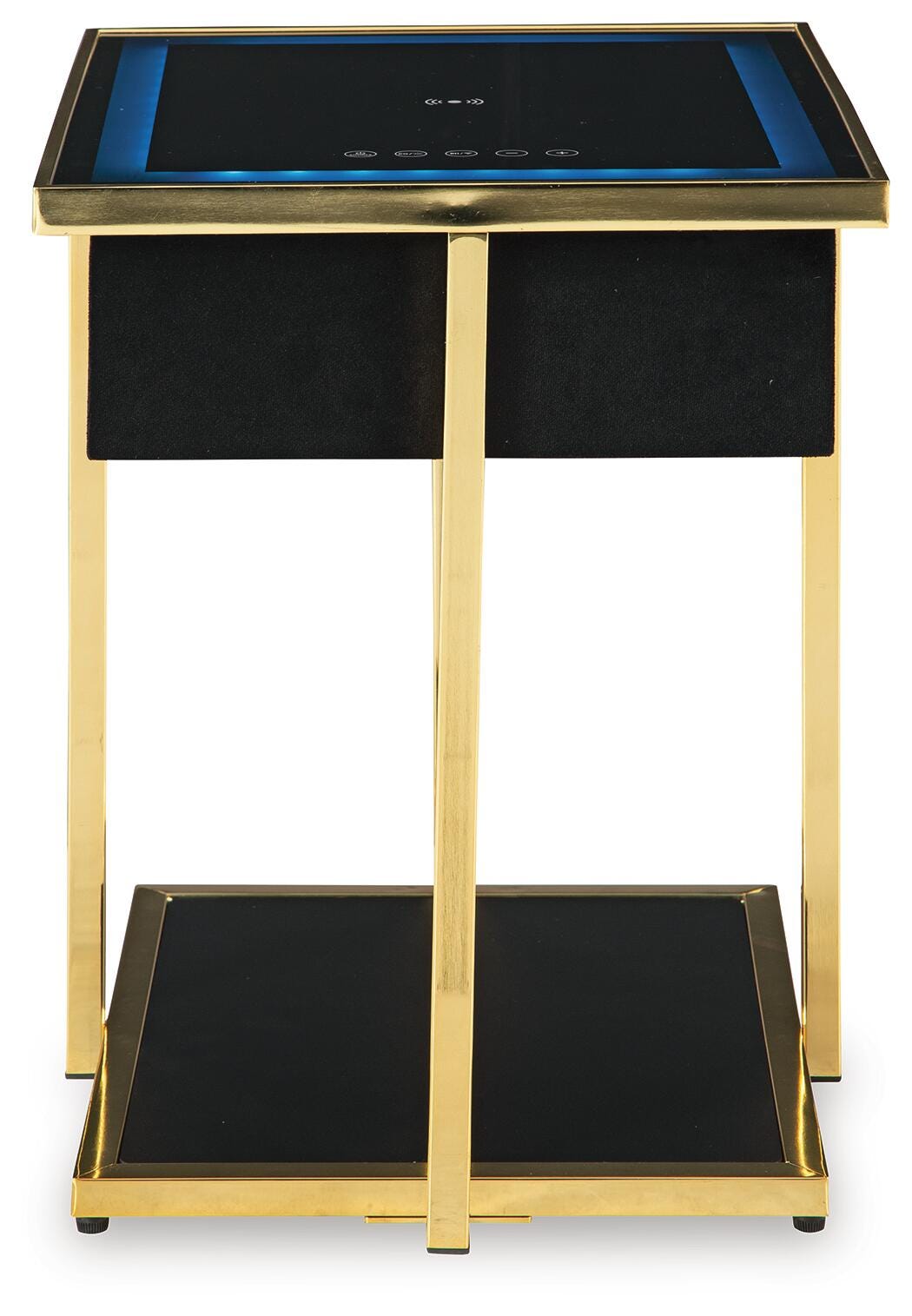 Rexwell Accent Table with Speaker in Black/Gold Finish, front view