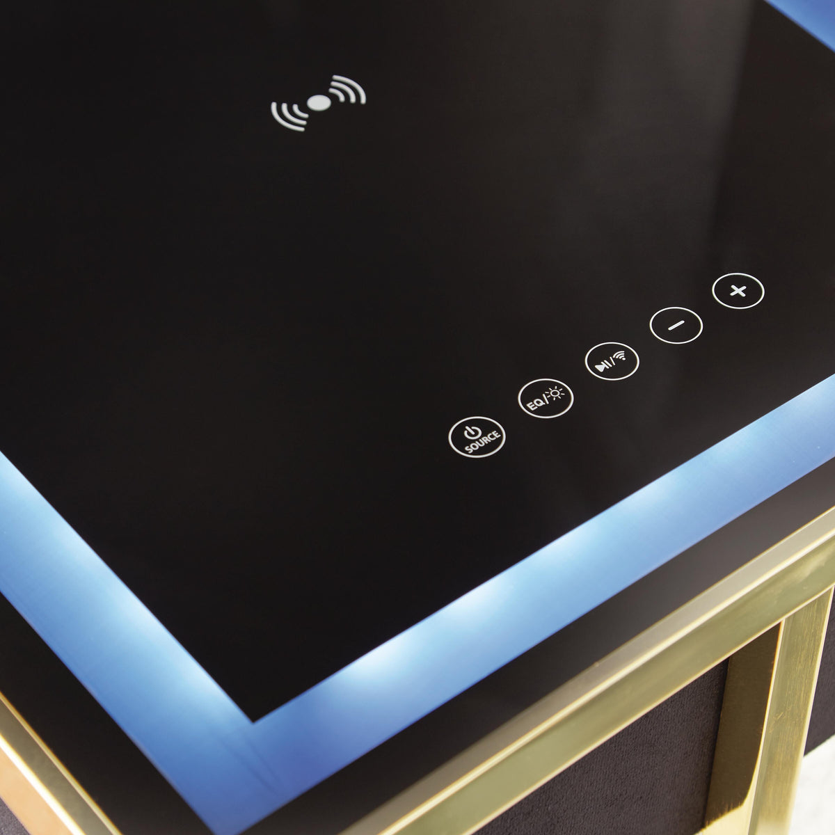 Rexwell Accent Table with Speaker in Black/Gold Finish, top view