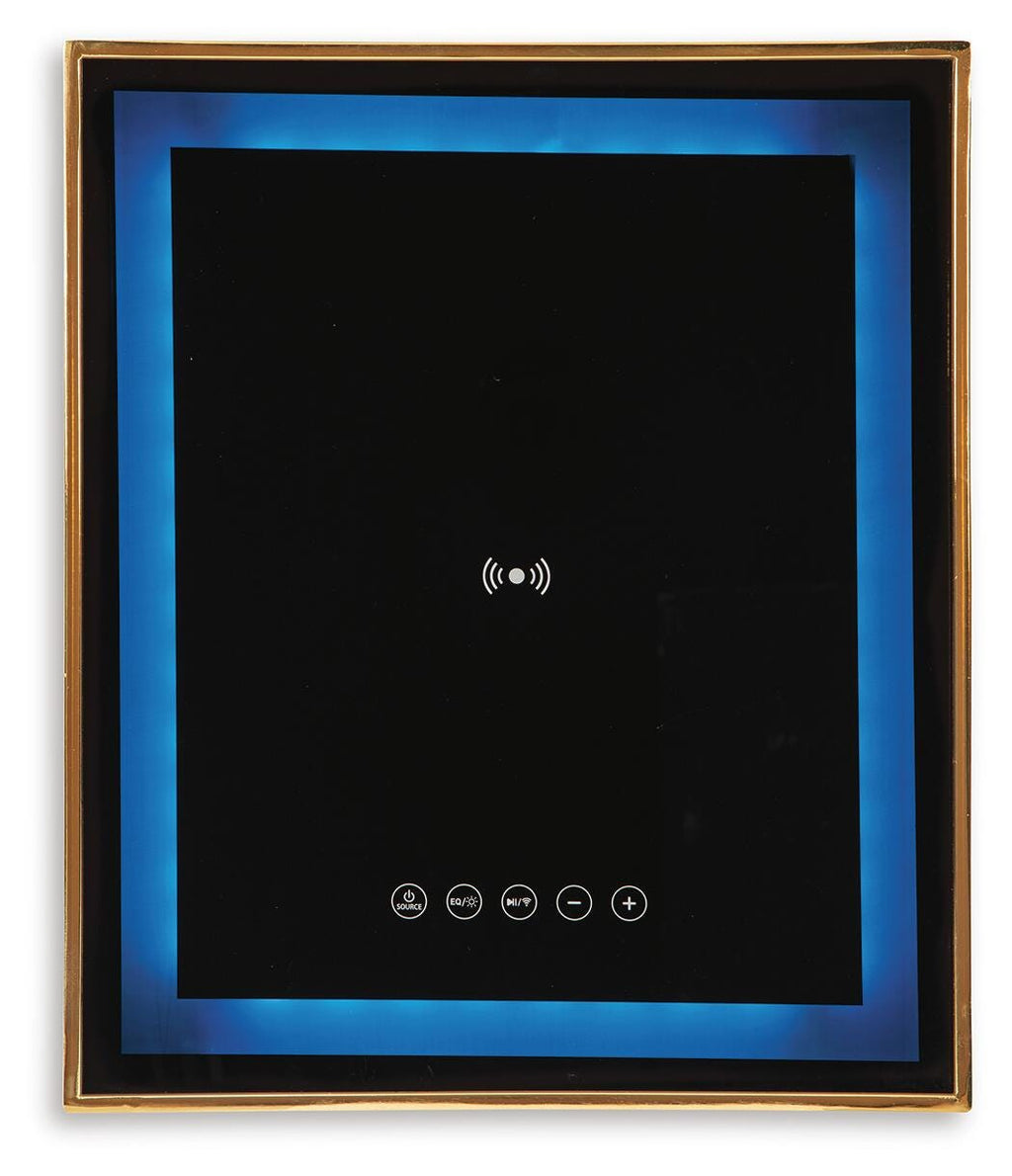 Rexwell Accent Table with Speaker in Black/Gold Finish, top view