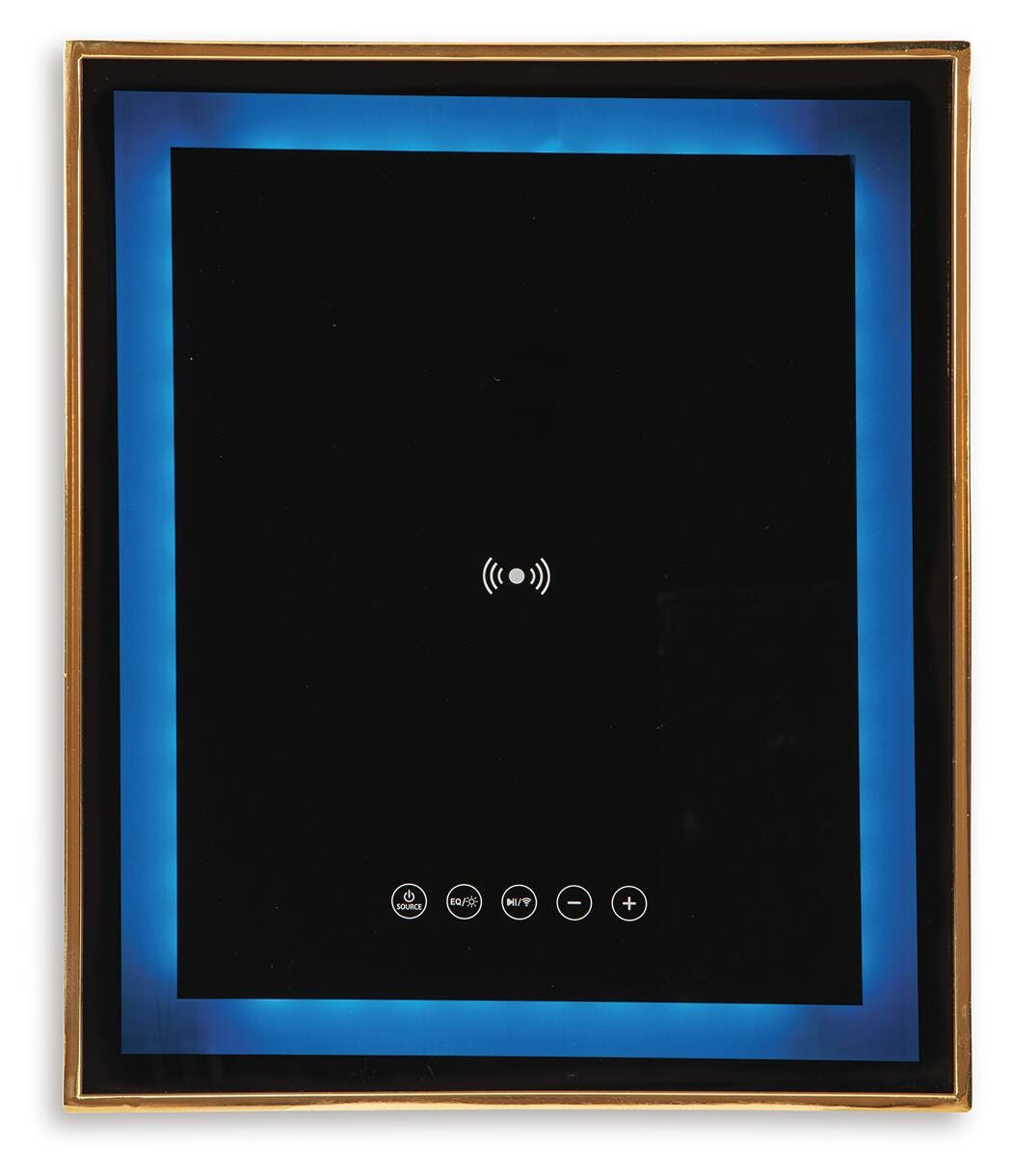 Rexwell Accent Table with Speaker in Black/Gold Finish, top view