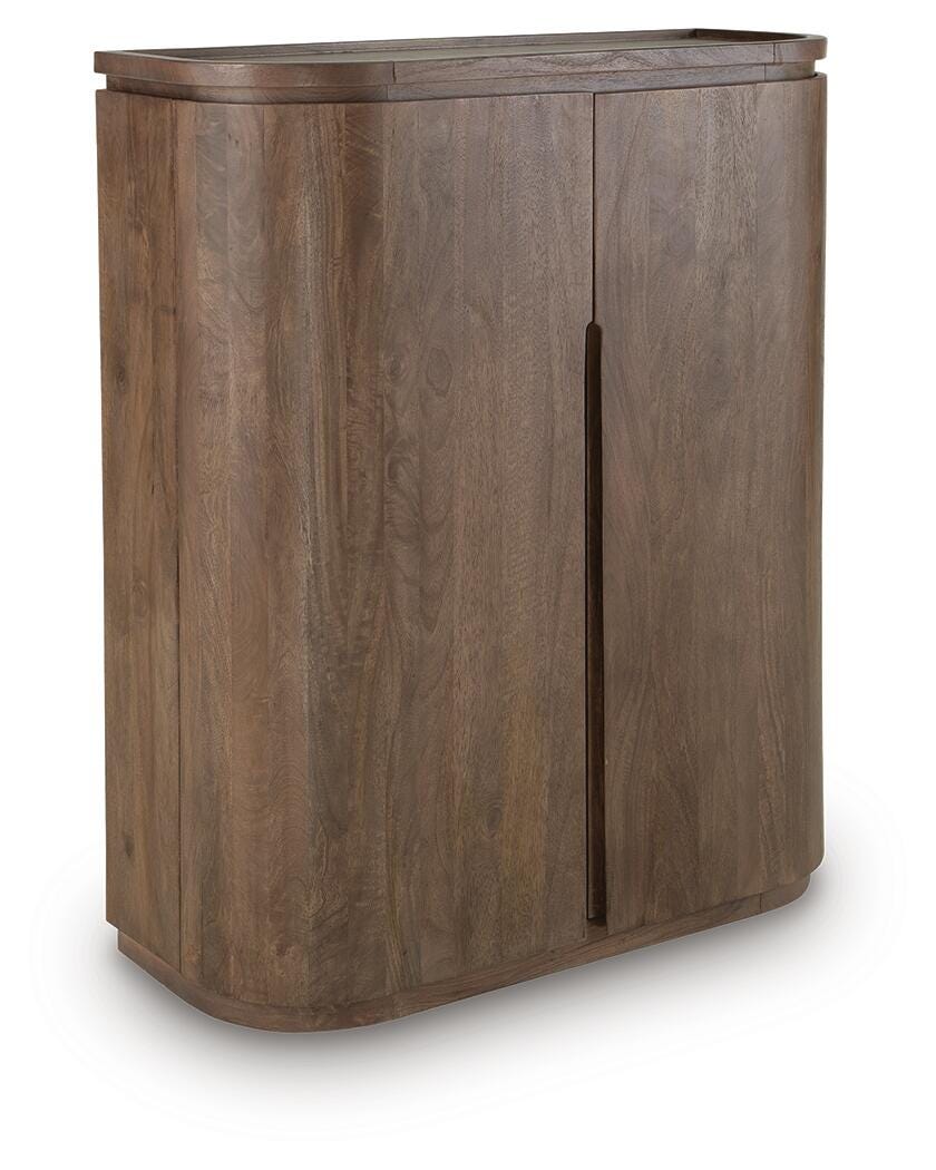 Landermont Bar Cabinet in Medium Brown, closed view