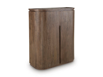 Landermont Bar Cabinet in Medium Brown, closed view