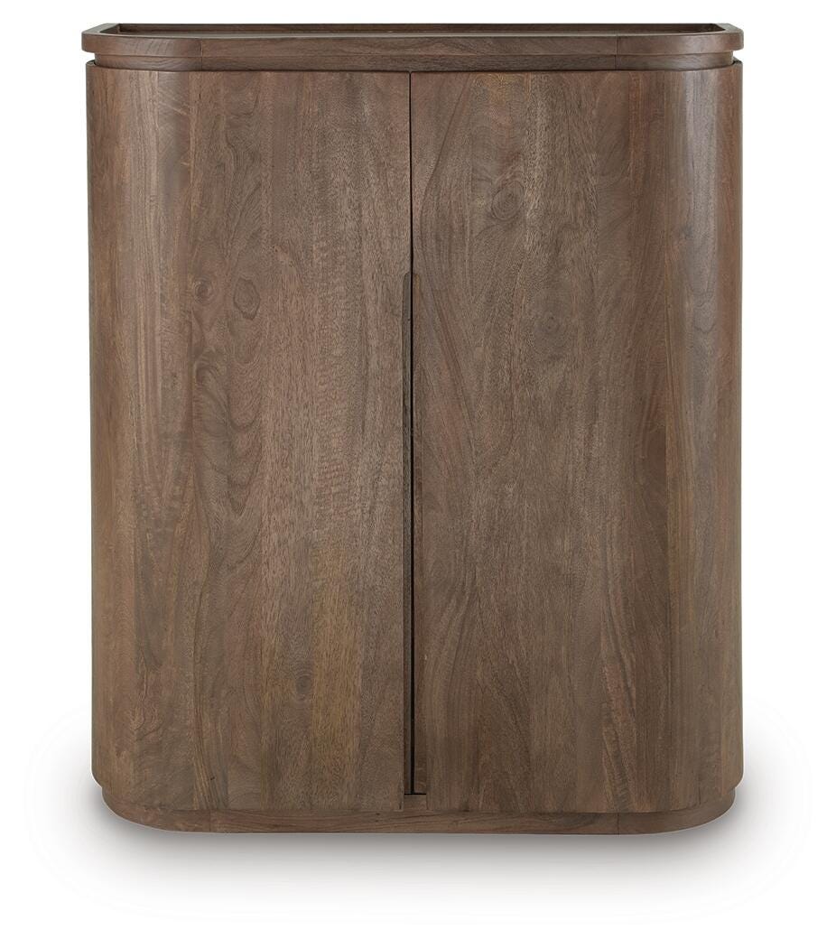 Landermont Bar Cabinet in Medium Brown, front view