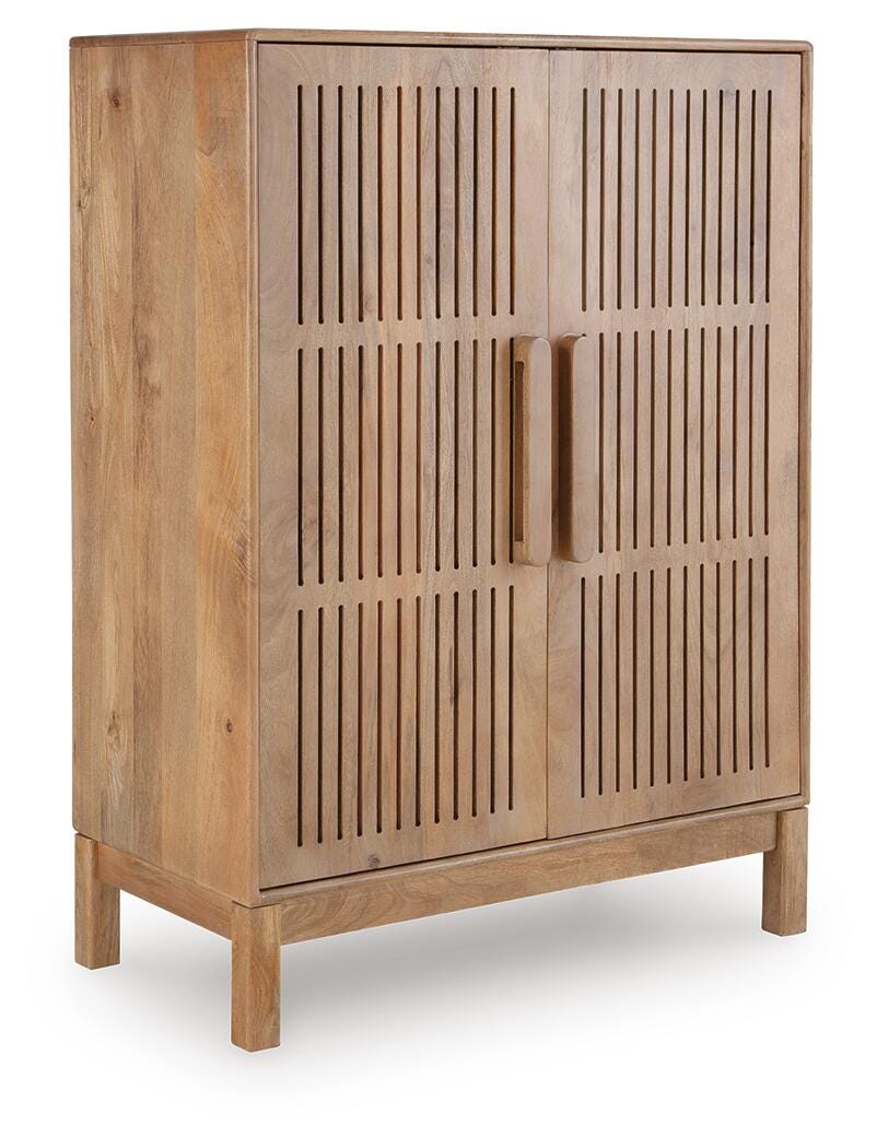Pellamour Bar Cabinet in Natural Brown, closed view