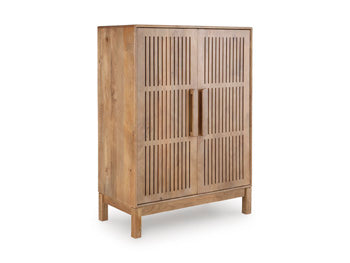Pellamour Bar Cabinet in Natural Brown, closed view
