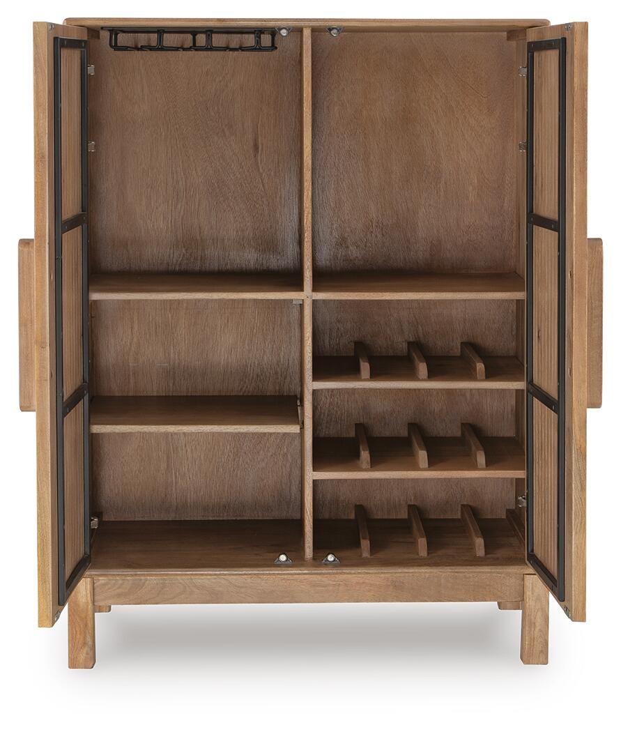 Pellamour Bar Cabinet in Natural Brown, front view