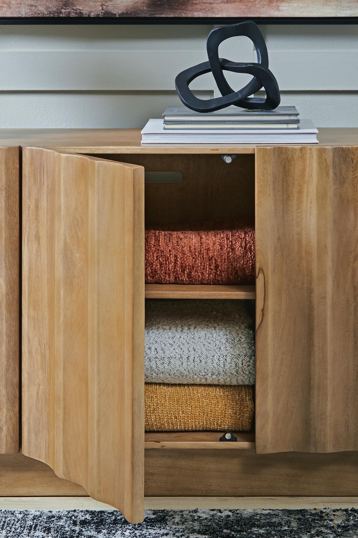 Timkins Accent Cabinet in White Washed, detail view