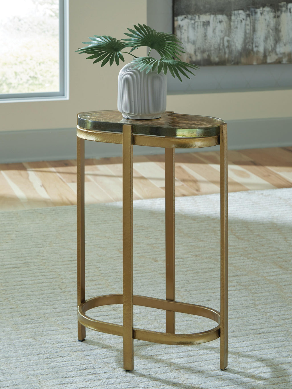 Porterville Accent Table in Gold Finish, lifestyle view