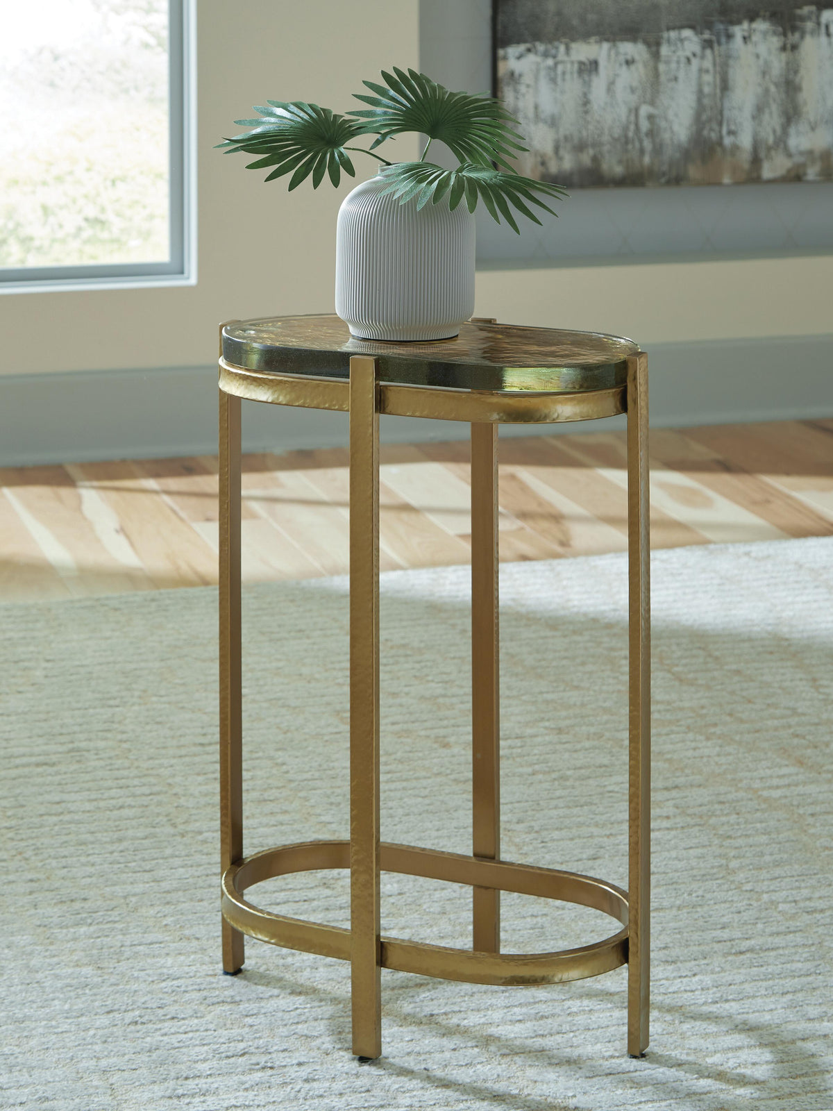 Porterville Accent Table in Gold Finish, lifestyle view
