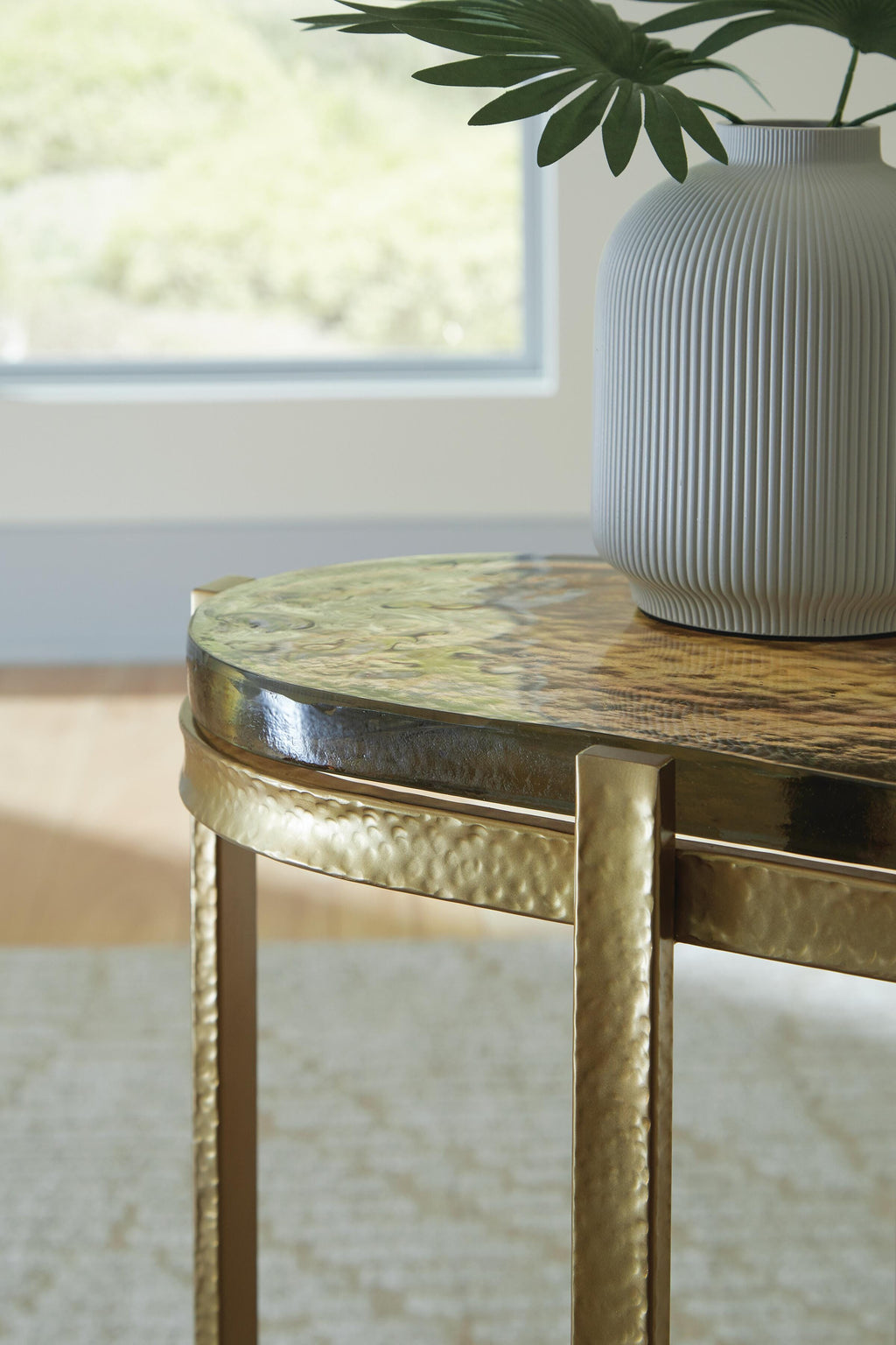 Porterville Accent Table in Gold Finish, detail view