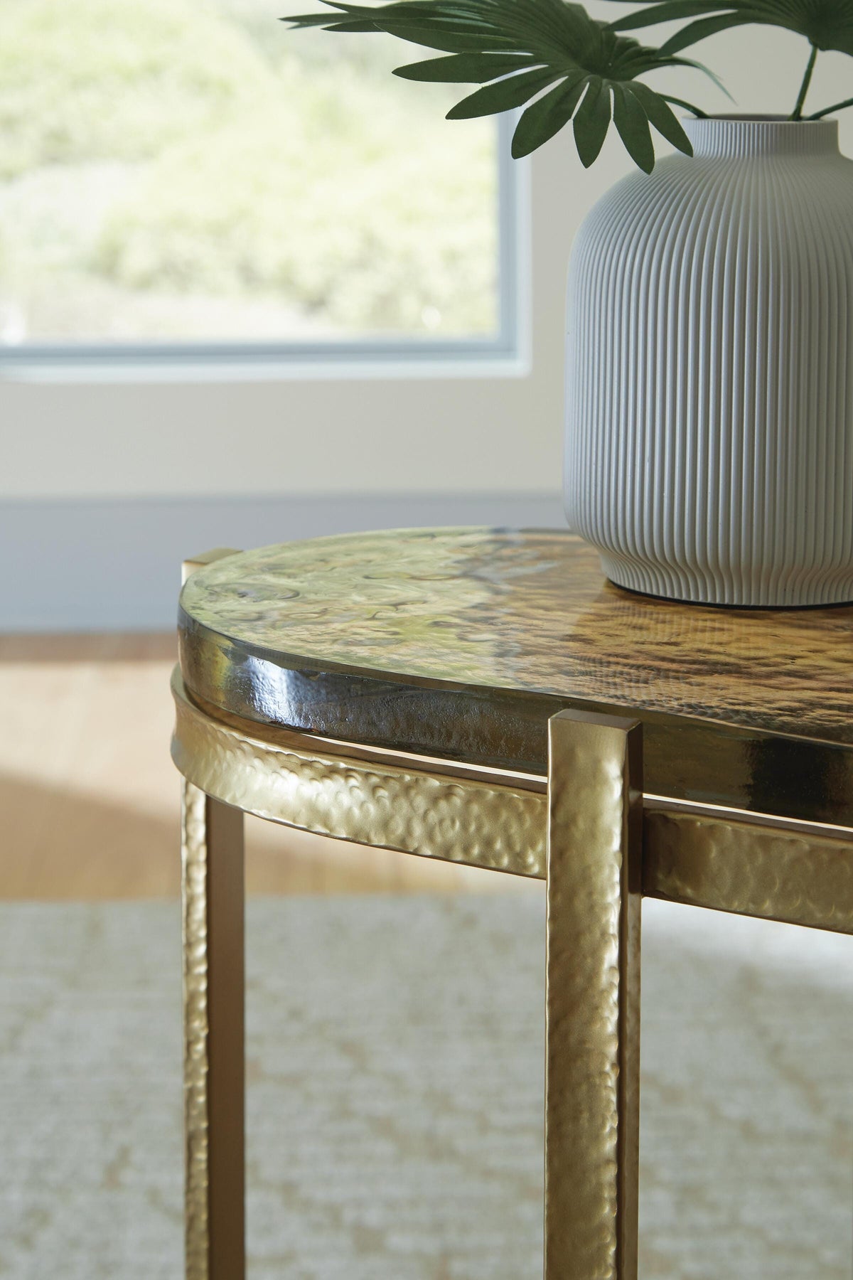 Porterville Accent Table in Gold Finish, detail view