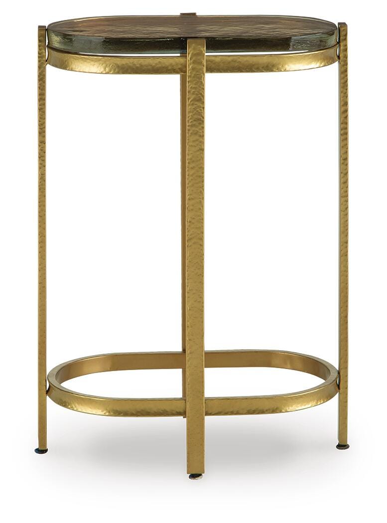 Porterville Accent Table in Gold Finish, front view