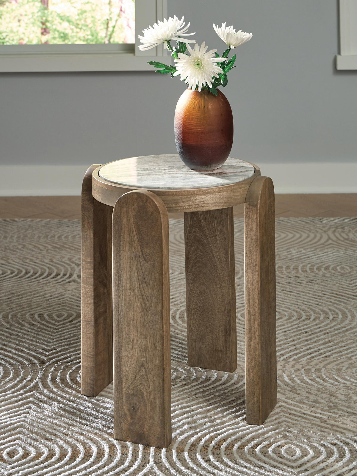 Gavrilley Accent Table in Gray/White/Brown, lifestyle view