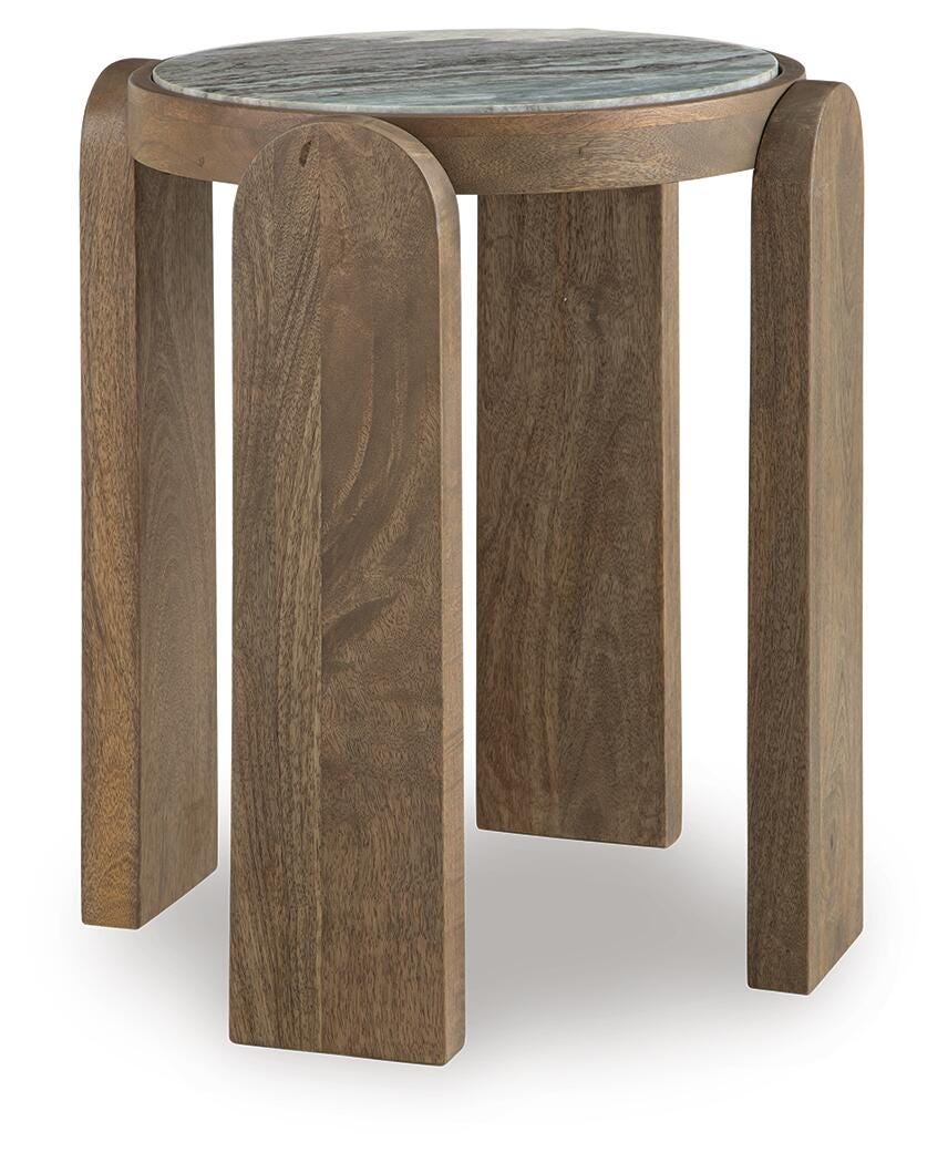 Gavrilley Accent Table in Gray/White/Brown, angle view