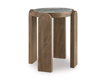Gavrilley Accent Table in Gray/White/Brown, angle view