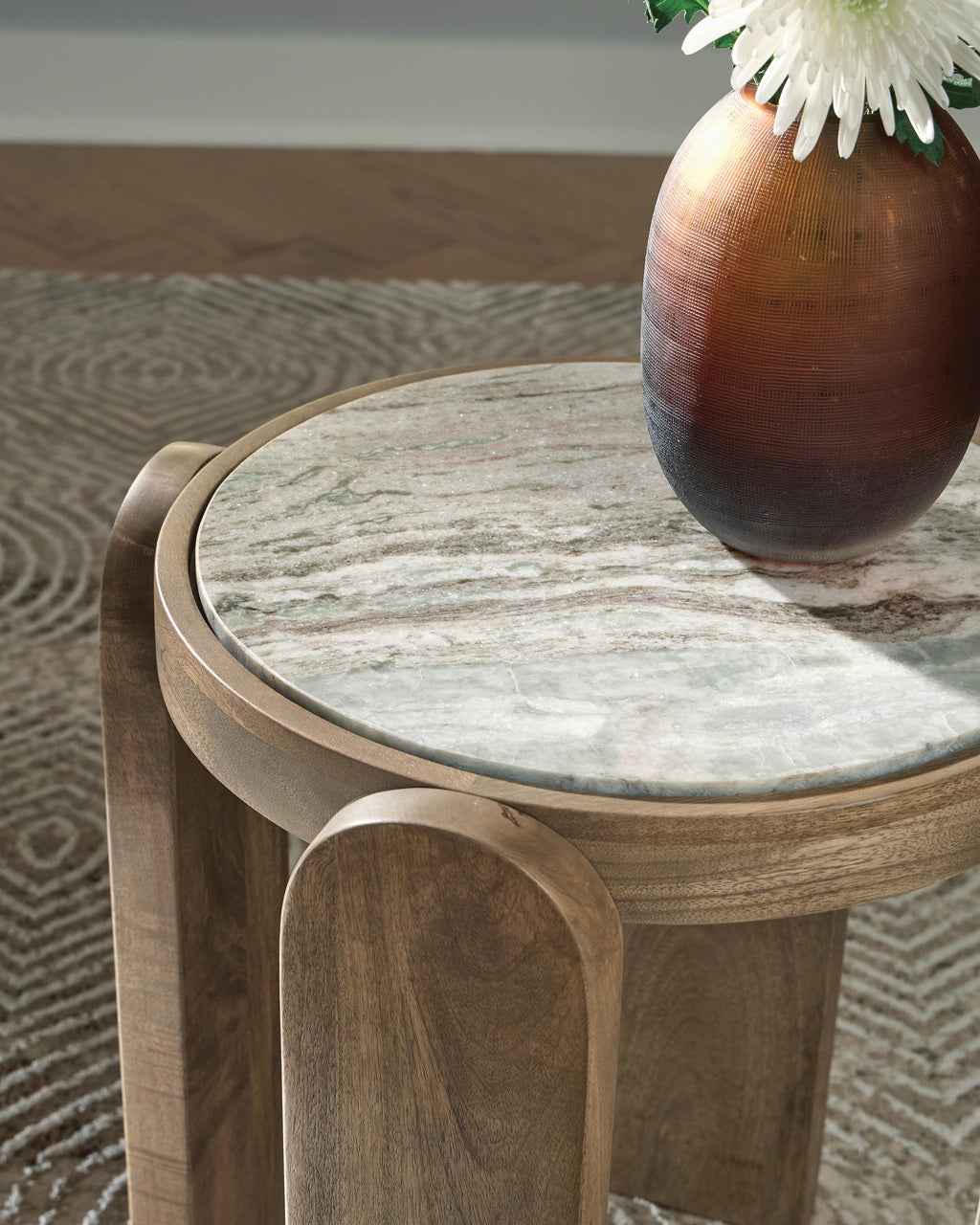 Gavrilley Accent Table in Gray/White/Brown, detail view