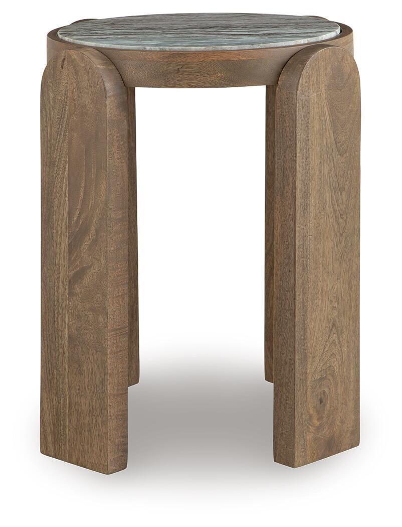 Gavrilley Accent Table in Gray/White/Brown, front view