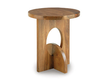 Hollbourne Accent Table in Brown, angle view