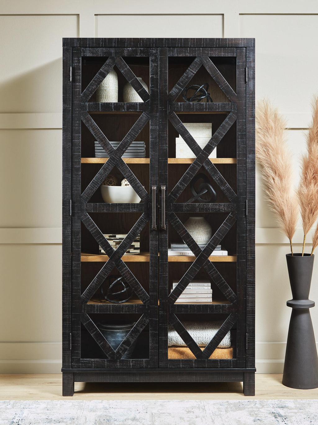 Christop Accent Cabinet in Black/Brown, lifestyle view