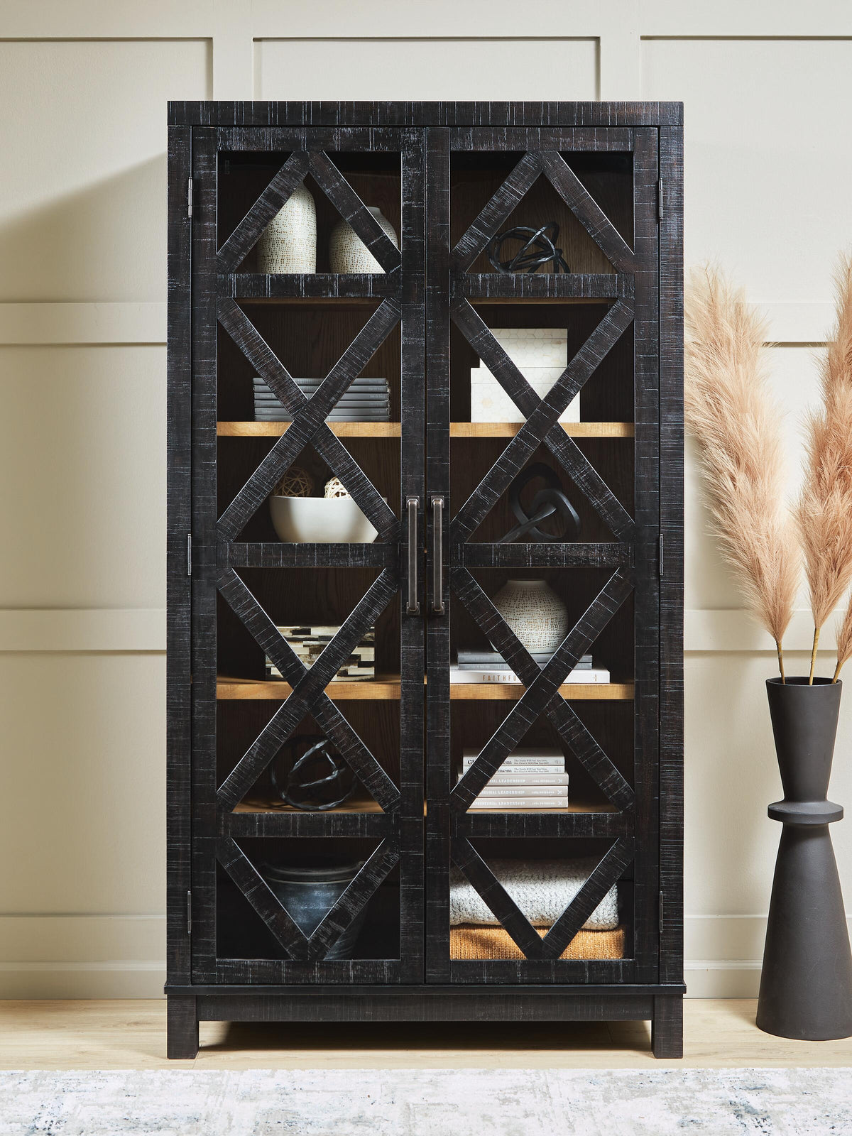 Christop Accent Cabinet in Black/Brown, lifestyle view