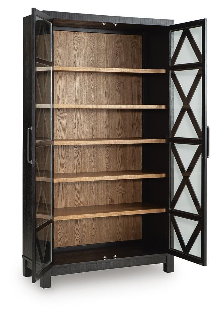 Christop Accent Cabinet in Black/Brown, open view