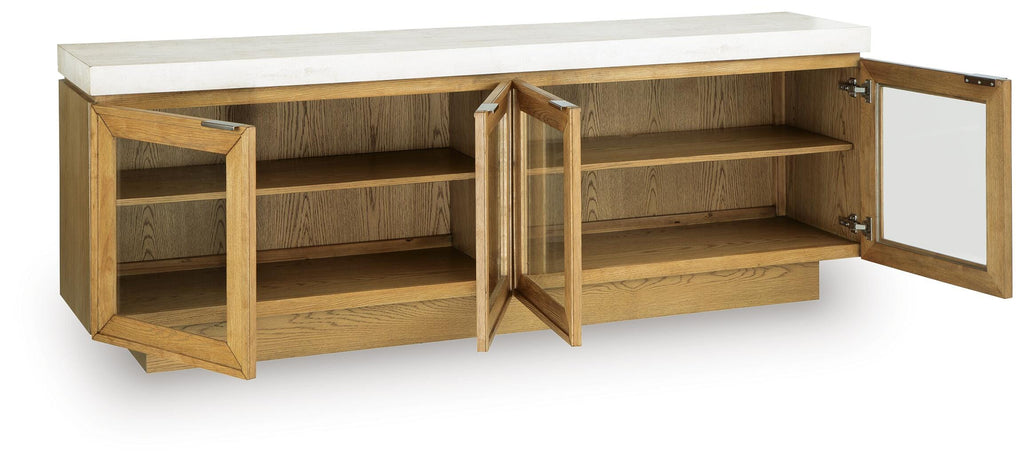 Adanworth Accent Cabinet in Light Brown/Gray, open view