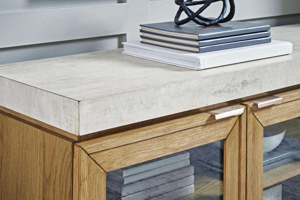 Adanworth Accent Cabinet in Light Brown/Gray, detail view