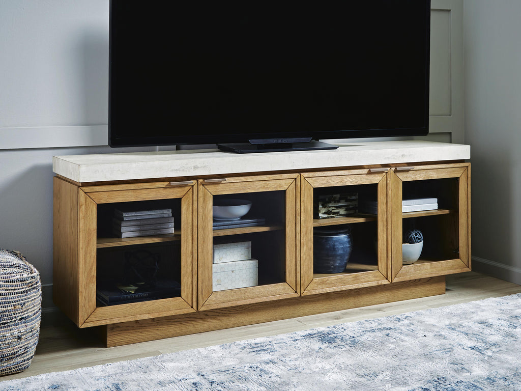 Adanworth Accent Cabinet in Light Brown/Gray, lifestyle view