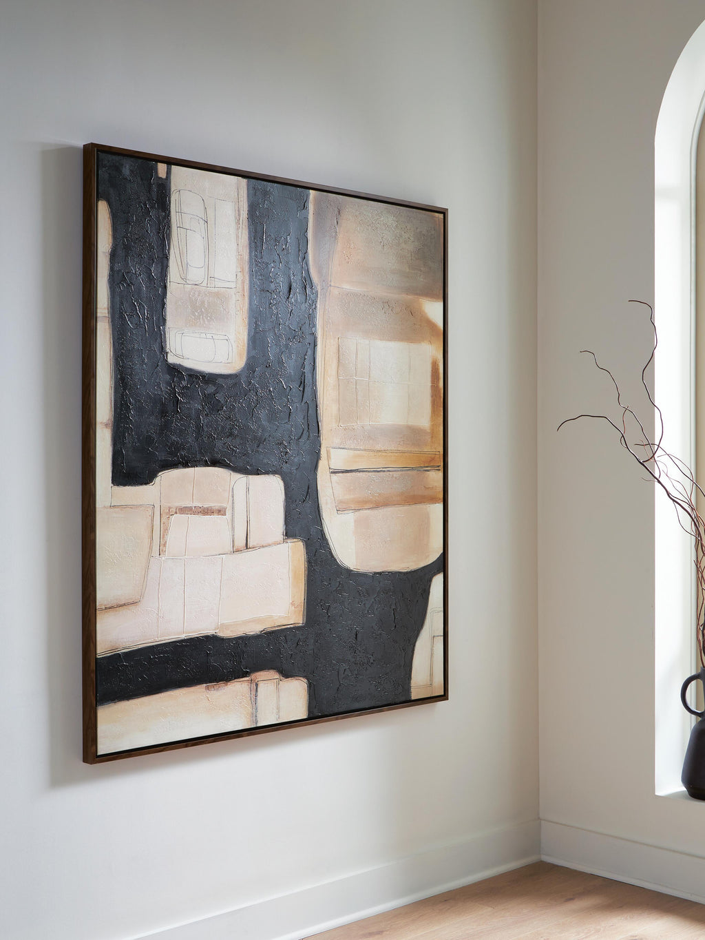 Feyville Wall Art in Black/Brown/Cream, lifestyle view