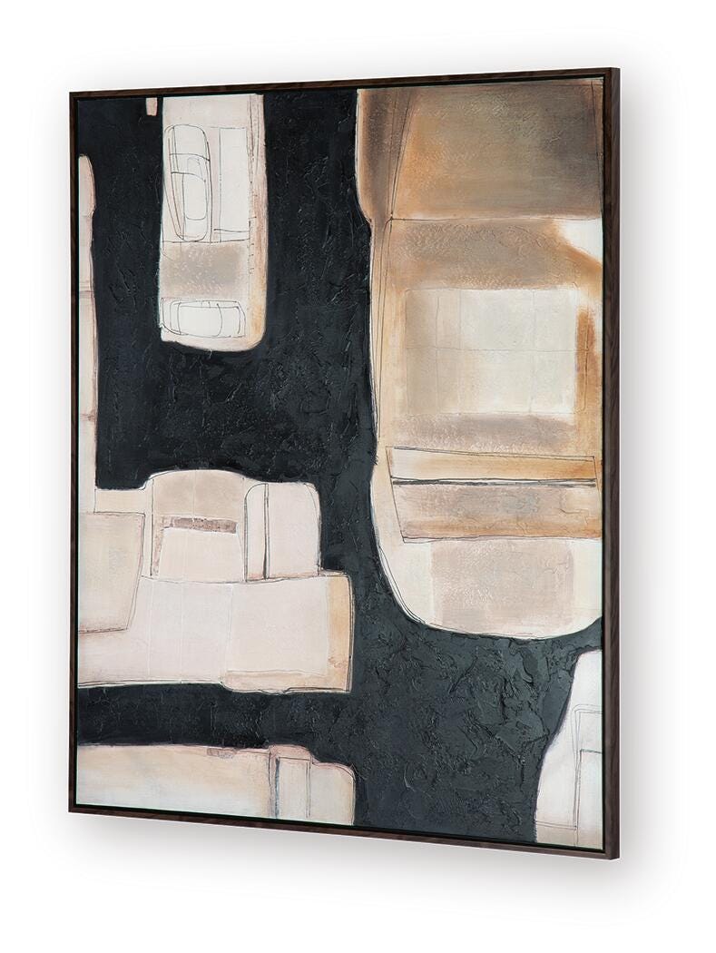 Feyville Wall Art in Black/Brown/Cream, angle view