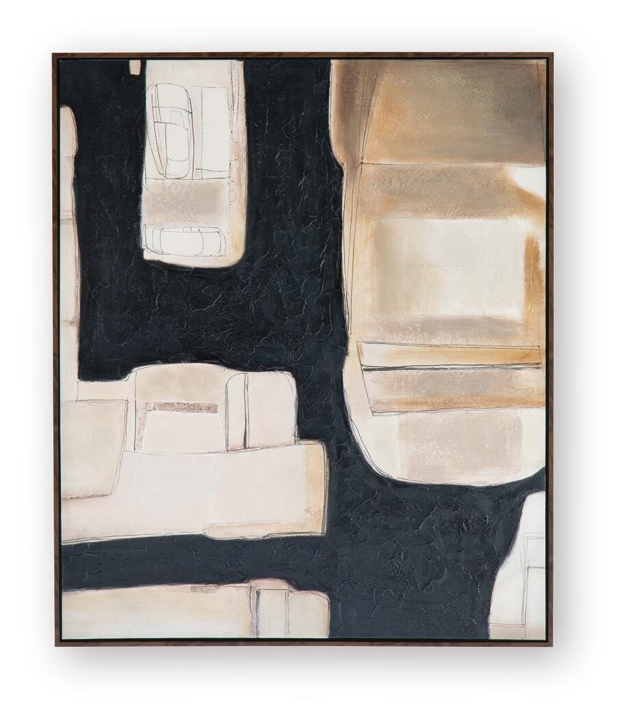 Feyville Wall Art in Black/Brown/Cream, front view