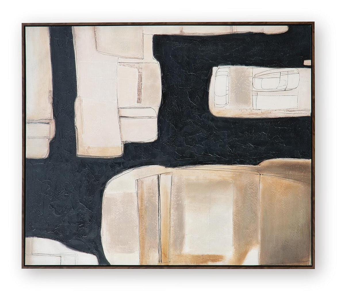 Feyville Wall Art in Black/Brown/Cream, front view