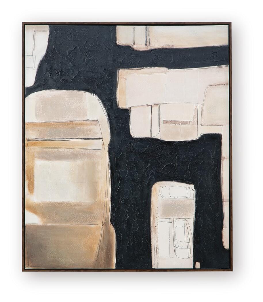 Feyville Wall Art in Black/Brown/Cream, front view