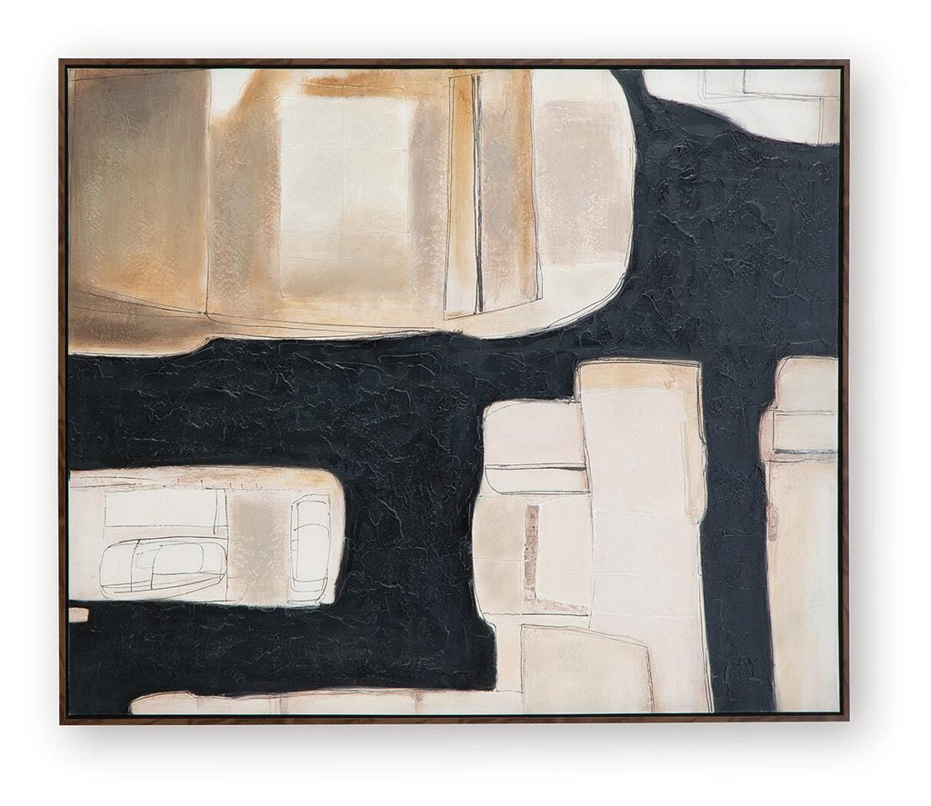 Feyville Wall Art in Black/Brown/Cream, front view