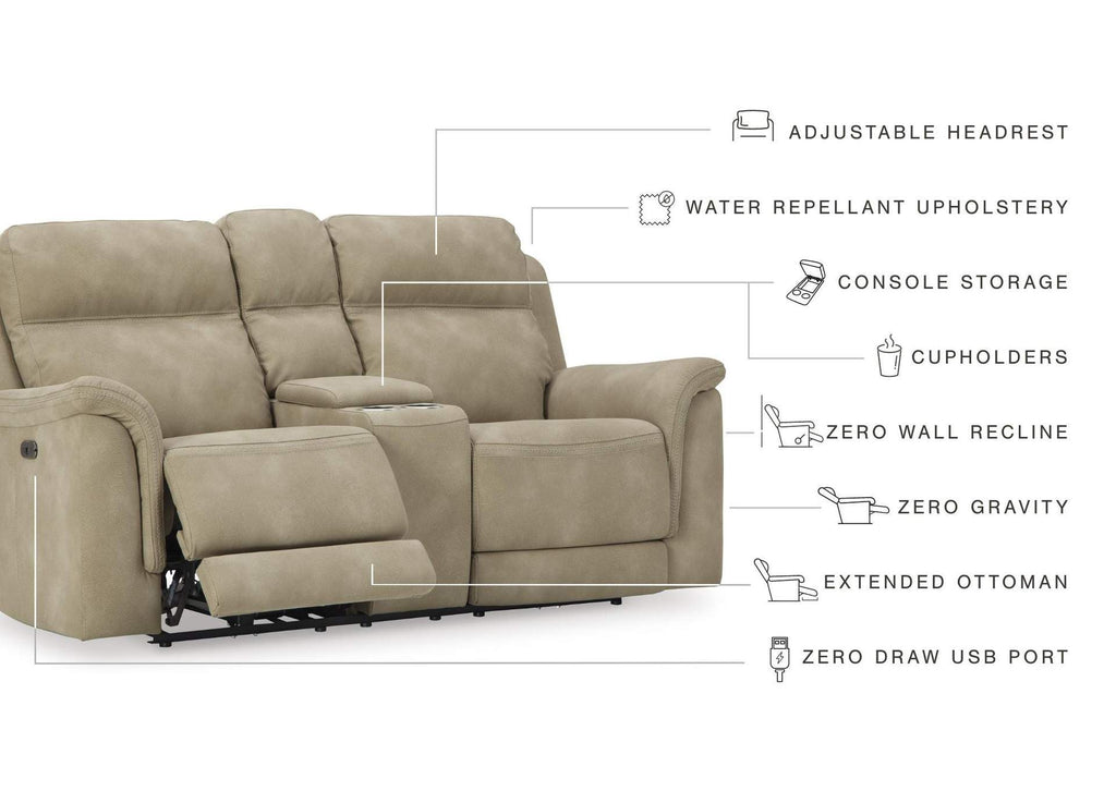 Next-Gen Durapella Power Reclining Loveseat with Console