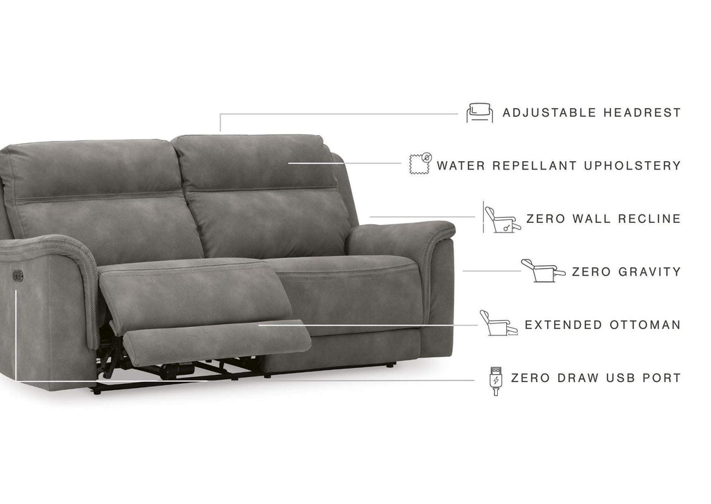 Next-Gen DuraPella Dual Power Reclining Sofa in Slate — main view