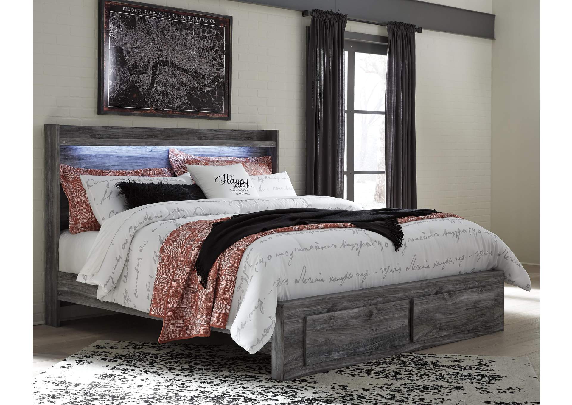 Baystorm King Panel Bed with 2 Storage Drawers room view