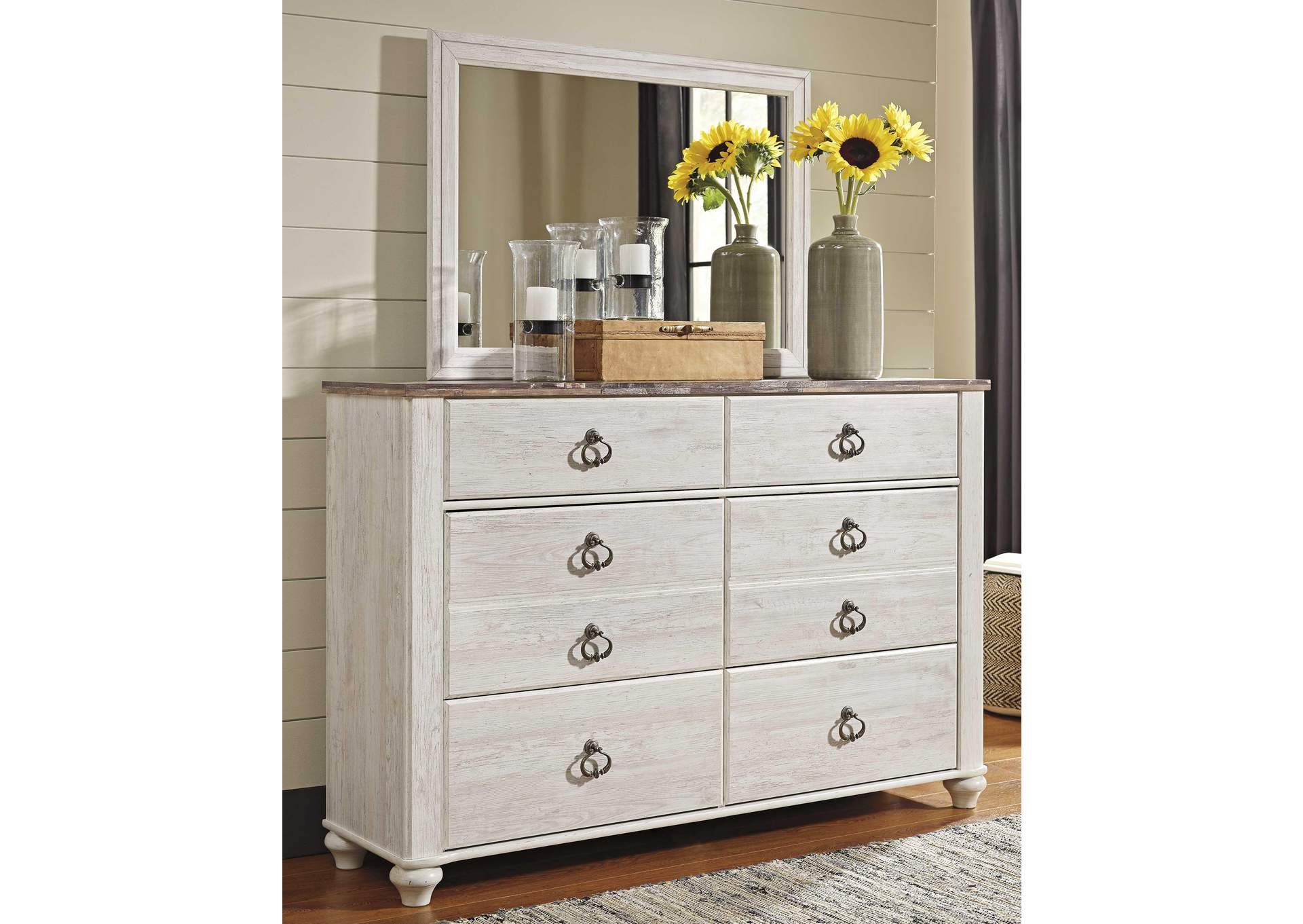 Willowton King Sleigh Bed, Dresser, Mirror and Chest room view