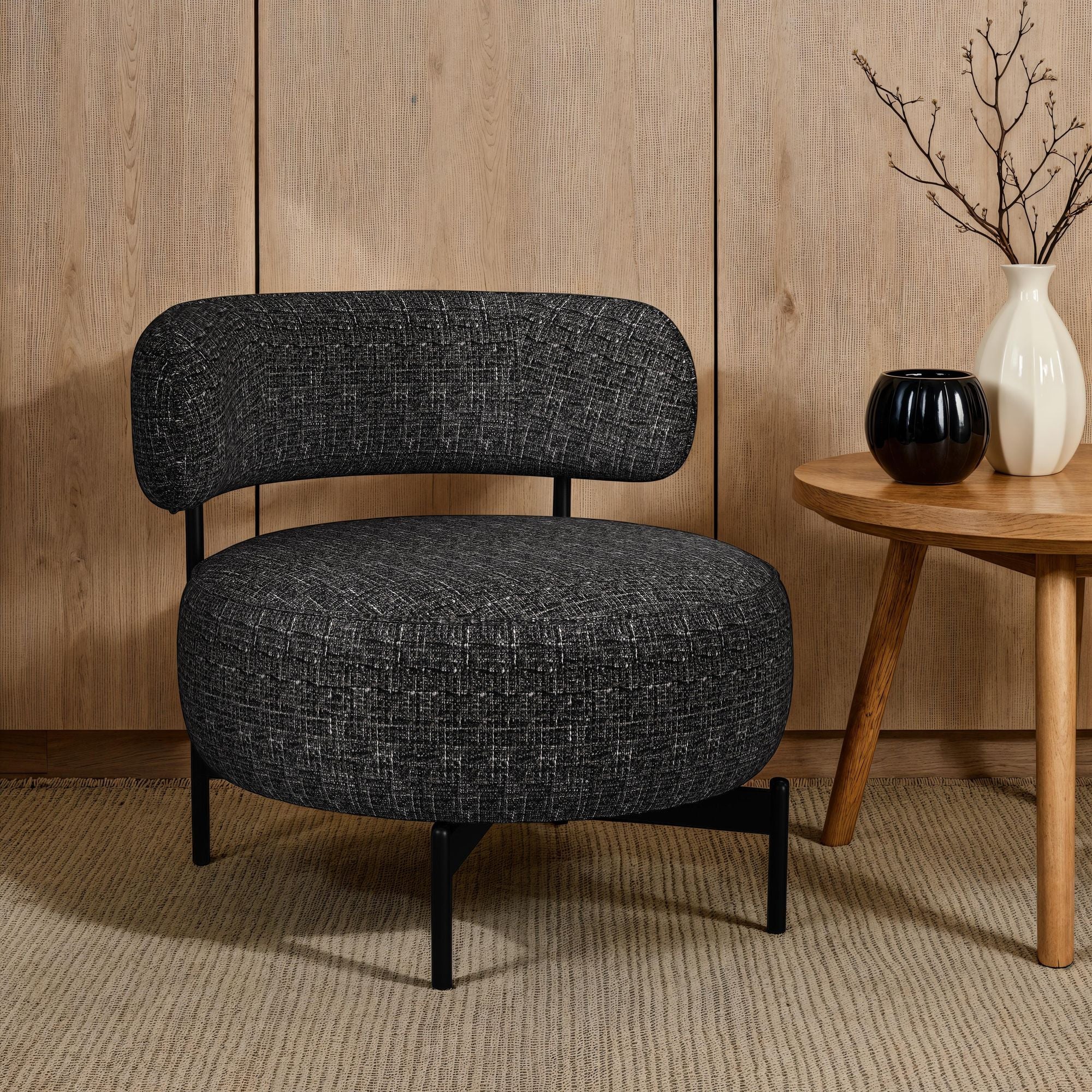Antonia Swivel Chair In Heron Black