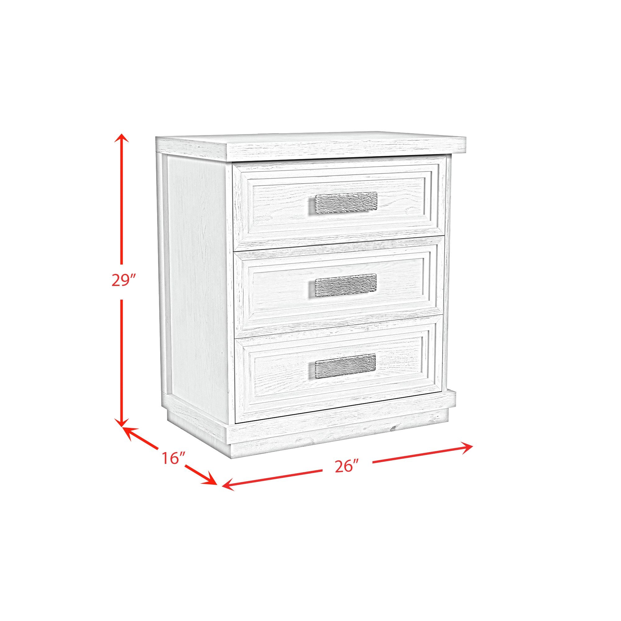 Avalanche 3-Drawer Nightstand With Usb In Antique White