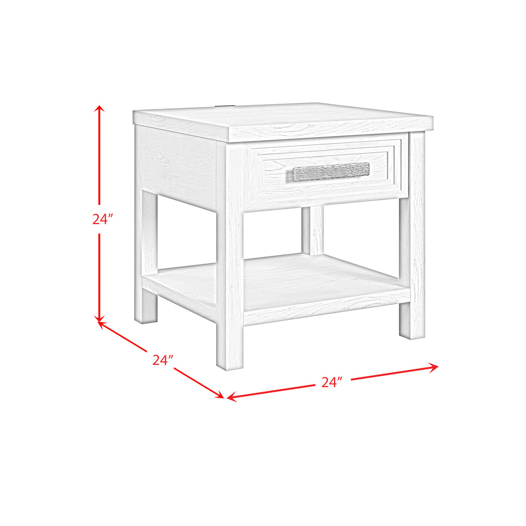 Avalanche End Table With Usb In Antique White