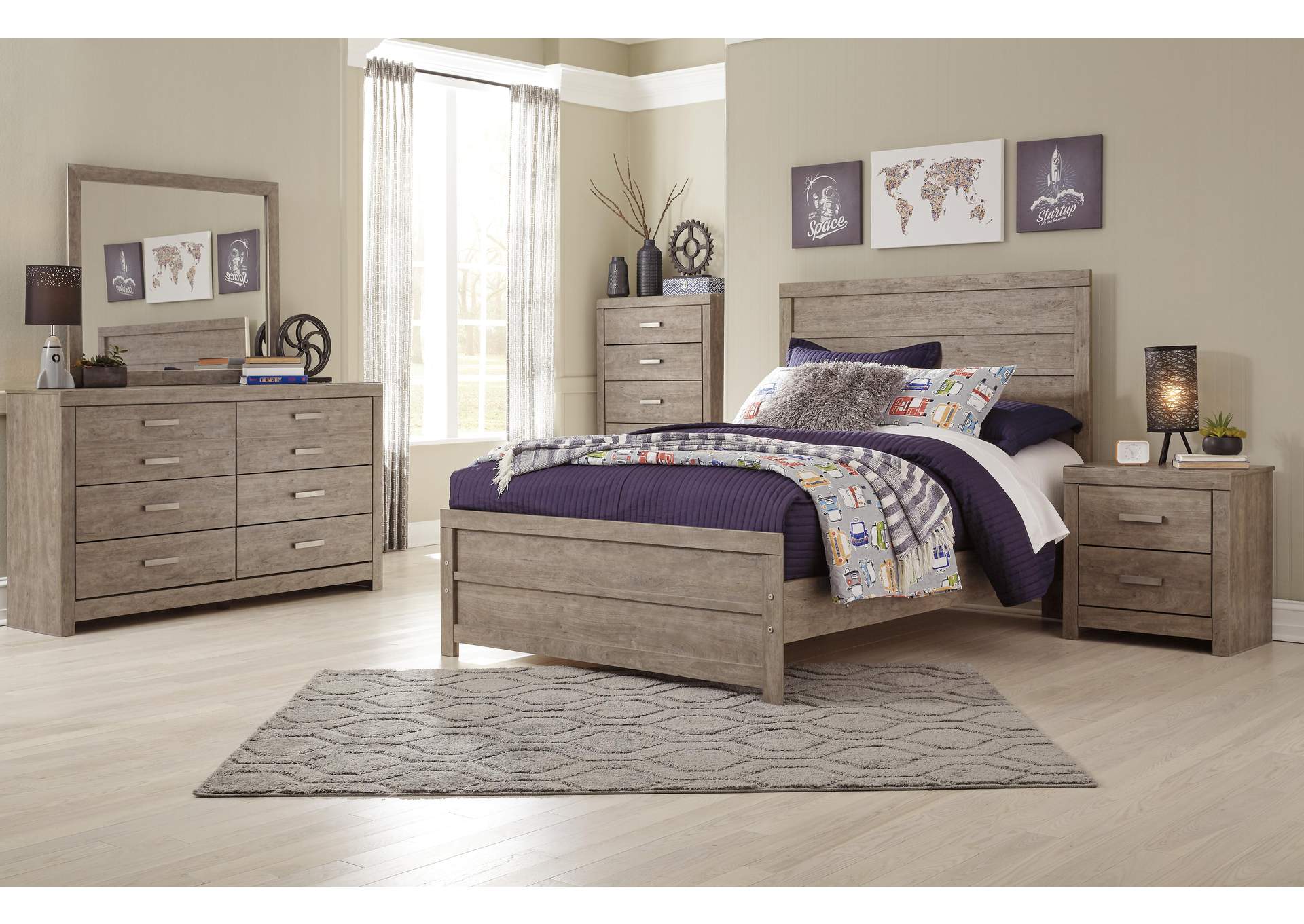 Culverbach Full Panel Bed, Dresser, Mirror, Chest and 2 Nightstands