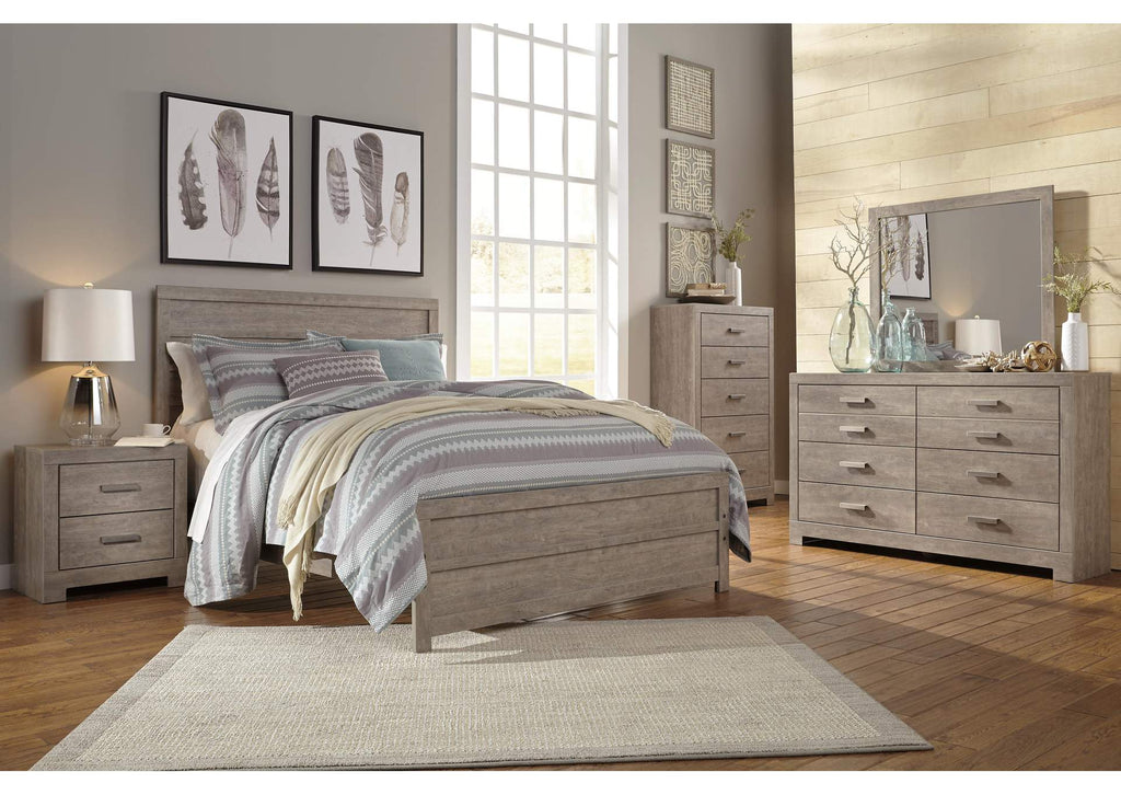 Culverbach Queen Panel Bed with Mirrored Dresser, Chest and 2 Nightstands